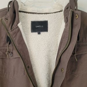 Swell Surf Co men's sherpa lined jacket, green, size XL